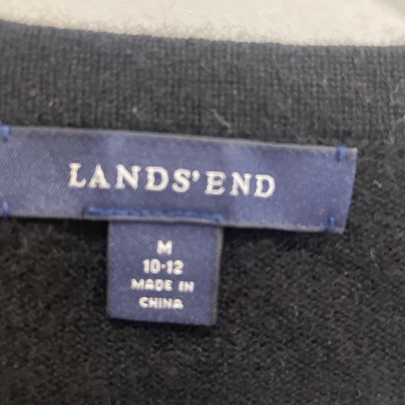 Lands End black cashmere v neck sweater medium 10-13 - Picture 5 of 6